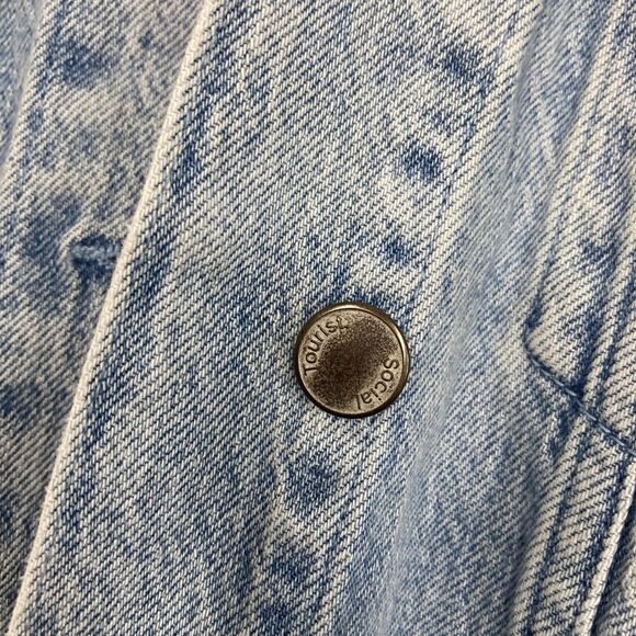Social Tourist Jacket Large Distressed Denim Trucker Los Angeles California - Picture 11 of 16